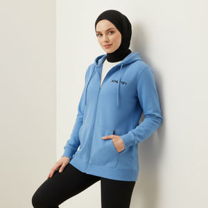 Sudadera con capucha larga y cremallera para mujer musulmana, talla grande, inspirada en el rendimiento, modesta, transpirable, ecológica, ropa deportiva holgada - Product Image 1