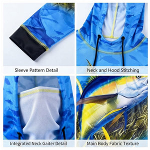 OEM High-Quality Sublimation Printed Quick-Drying Polyester Performance Fishing <b>Shirt</b> UPF 50 Hooded Fishing <b>Shirt</b> - Product Image 6