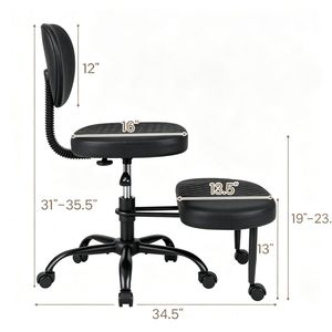 Sedia da Ufficio Ergonomica in Ecopelle, Girevole a 360°, con Poggiapiedi Regolabile in Altezza, Design a Gambe Incrociate per Meditazione, in Legno e Nylon - Product Image 4