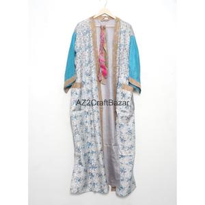 Handmade 100% Silk Luxury Kimono Long Jacket Dressing Gown Wedding Patchwork <b>Cardigan</b> Soft Smooth for Women - Product Image 2