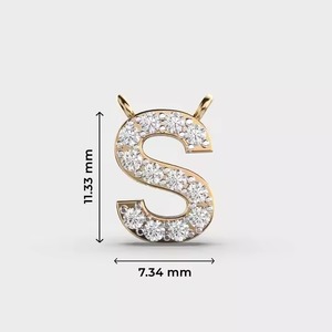 Elegant Gold Initial Pendant with Diamond Alphabet S Letter <b>Charm</b> Personalized Jewelry for Women - Product Image 2