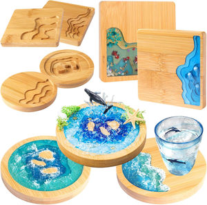 High Quality Square Resin Coasters for Desk <b>Accessories</b> Home <b>Kitchen</b> Tabletop Dining Set Durable Modern Stylish Design Mats Pads - Product Image 1