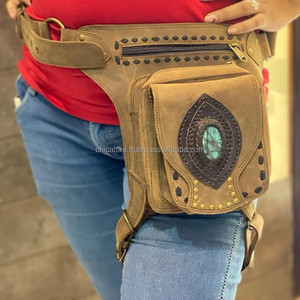 Nouveau chaud élégant en cuir véritable poche unisexe moto hanche poche voyage ceintures taille poche Bum sacs ceintures en cuir - Product Image 2