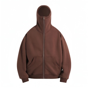 Sudadera con capucha y cremallera, diseño minimalista de cuello alto, tela suave, estética urbana elevada, aspecto futurista y limpio. - Product Image 1