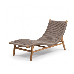 Chaise longue manuelle ergonomique en teck tressé sans accoudoirs pour extérieur, mobilier de villa et de bord de piscine - Product Image 4