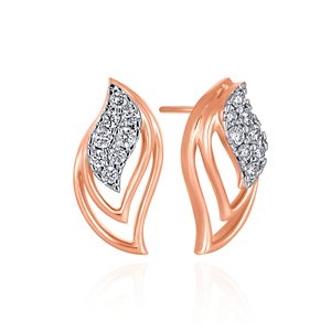 Pendientes de Diamantes Silken Curve en Oro Rosa, Corte Brillante Redondo, Pendientes de Lujo para Mujer para Uso Diario - Product Image 2