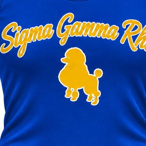 Womens Royal <b>Blue</b> Tank <b>Top</b> Sigma Gamma Rho Poodle Graphic Sleeveless Scoop Neck Athletic Sports Shirt Casual Summer Activewear - Product Image 2