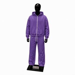 Conjunto Deportivo Morado para Hombre, Sudadera con Cremallera Completa y Pantalones Jogger, Dos Piezas, Ropa Casual Deportiva, Suave - Product Image 1