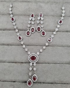 Exquisito conjunto de collar con piedra ovalada AD, collar en forma de Y plateado y con baño de rodio, con aretes a juego para mujer, conjunto de joyería AD. - Product Image 6