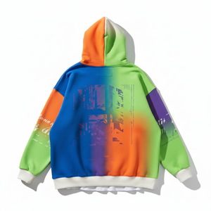 Sweat-shirt surdimensionné streetwear pour homme, patchwork, color block, hip hop, molleton de coton épais, pull personnalisé avec motif graphique - Product Image 3