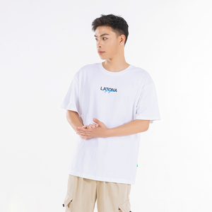 T-shirt blanc surdimensionné à manches courtes pour homme DHL avec imprimé lettres sur le devant, coupe décontractée en jersey de coton - Product Image 1