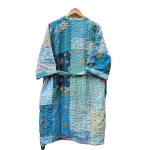 Kimono Khambhadiya acolchado de retazos hecho a mano para dama de honor, ropa de dormir para mujer, estilo bohemio, 100%, seda, Verano - Product Image 6