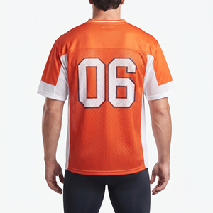 Camiseta de Fútbol Americano Unisex Naranja con Cuello en V, Malla Transpirable de Poliéster, Manga Corta, Corte Regular, Ropa para Primavera, Verano e Invierno - Product Image 4