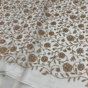 Fournisseur en gros de tissus en soie brodés de perles, fabricant de tissus en soie brodés de perles en Inde, tissu en soie brodé avec des perles - Product Image 2