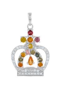 Colgante de Diamante y Múltiples Zafiros en Plata de Ley 92.5 KLSP-50621 - Product Image 3