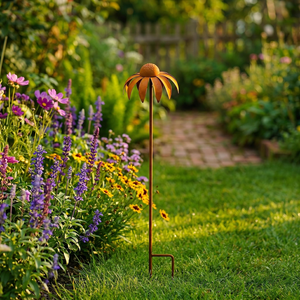 Décoration de jardin rustique en métal en forme de fleur, sculpture d'art extérieure légère et personnalisable (couleur et taille) pour pelouse, jardin, patio - Product Image 6