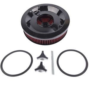 14\" X 3\" Red Air Cleaner Kit with Recessed Black Trim 5 1/8\" Neck for Carburetor Premium Air Filters - Product Image 2
