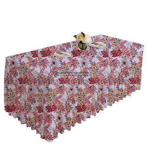 100% Cotton Linen Stylish Hand Block Print <b>Rectangle</b> Pleated <b>Tablecloth</b> Fashion Classic Washable Vintage Dinner Home Decoration - Product Image 5