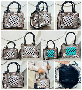 Colección de Bolsos Speedy, Bolso de Cuero Vacuno Hecho a Mano, Estilo Occidental, con Diseño de Ases, Mini Bolso de Viaje de Lujo para Mujer, Tamaños Grande, Mediano y Pequeño - Product Image 3