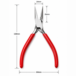 Pince à bec effilé professionnelle en acier inoxydable, outils de fabrication de bijoux, poignée confortable rouge, pour la création de boucles de fil et la perlage - Product Image 3