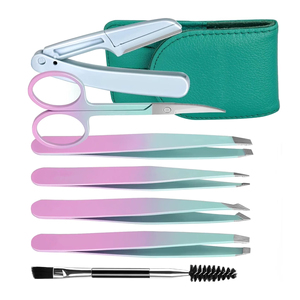 Juego de Pinzas para Cejas de Acero Inoxidable Modernas con Tijeras y Cepillo para Depilación Precisa y Aplicación de Maquillaje - Product Image 3