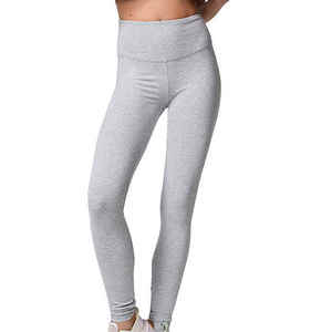 Leggings Largos de Cintura Alta para Mujer, Color Gris Sólido, Tejido Elástico de Nailon y Spandex, Básicos para Todas las Temporadas - Product Image 1