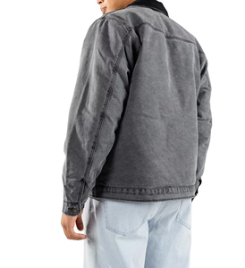 Men's Coated <b>Canvas</b> <b>Jacket</b> with Stand Collar Breathable & Windproof for Casual Wear Daily Use Easy Layering - Product Image 3