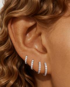 Pendientes de aro de plata de ley 925 con moissanita brillante de varios tamaños, personalizados, regalo para ella - Product Image 4