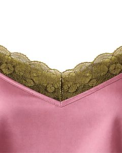 Ensemble pyjama femme en satin rose poudré avec dentelle, débardeur et short, tenue de nuit sexy, vêtements de détente doux en soie pour l'été, ensemble deux pièces - Product Image 6