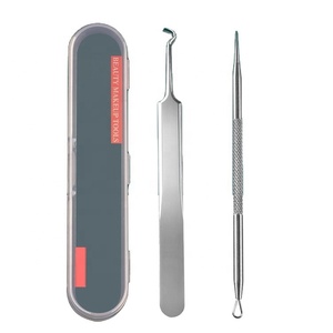 Professional 2 Piece Stainless Steel Acne Extractor Set Double Ended Blackhead Remover <b>Tools</b> with Storage <b>Case</b> - Product Image 1