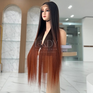 Superventas bebé pelo fino hueso recto punta marrón HD peluca frontal de encaje cabello humano vietnamita para mujeres negras - Product Image 1