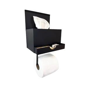 Porte-rouleau de papier toilette en métal, étanche, minimaliste, avec support de téléphone et étagère pour serviettes, accessoires pour porte-rouleau de papier toilette - Product Image 1