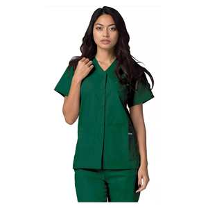 Ensembles de blouses médicales unisexes à col en V, manches courtes, couleur unie, mélange polyester-coton, tissu respirant, coupe décontractée, poches, usage hospitalier - Product Image 6