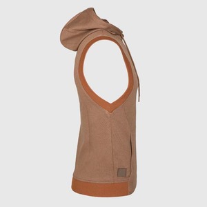 Sudadera con Capucha sin Mangas para Hombre, Color Sólido, Algodón French Terry, Informal, con Bolsillo, Corte Regular, para Otoño - Product Image 3