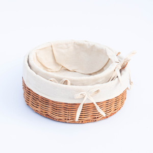 Juego de Cestas Redondas de Mimbre Natural con Forro de Lona Premium – Cesta de Almacenamiento Multiusos para Decoración de Estilo Vintage - Product Image 3