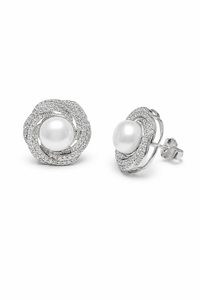 Boucles d'oreilles en perles et zircone cubique en argent sterling 92,5 KLST-30992 - Product Image 2