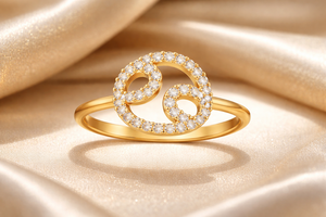Anillo de Oro Minimalista con Diamantes CZ del Signo de Cáncer, Joyería con Piedra de Nacimiento de Julio, Regalo de Astrología para Ella - Product Image 3