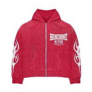 Survêtements à fermeture éclair avec broderie effet vieilli et délavé au soleil, design et logo personnalisés, style streetwear mode hiver, faible MOQ. - Product Image 2