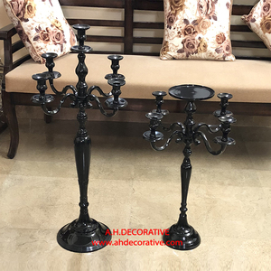 High Quality Handmade Black Coated Metal Pillar Candelabra 5-<b>Candlestick</b> Wedding Centerpiece for Indoor and Outdoor Decorations - Product Image 2