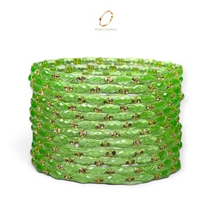 High Quality Green Gold Plated Raindrop <b>Crystal</b> Kashmiri Glass Bangles Set <b>for</b> <b>Women</b> Indian Wedding Fashion Jewelry Wholesale - Product Image 2