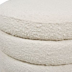 Fuji 19 \ "oversize rotondo avorio bianco bouclé portaoggetti in ottomana elegante sgabello e pouf Set - Product Image 3