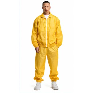 Conjunto Deportivo Morado para Hombre, Chaqueta con Cierre Completo y Cuello Alto, Pantalones Deportivos Ligeros de Nailon, Color Sólido, Bolsillos Laterales, Corte Holgado, Ropa de Primavera - Product Image 4