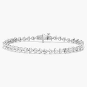 East-West Heart Shaped Diamond Tennis Bracelet in White Gold - Product Image 1