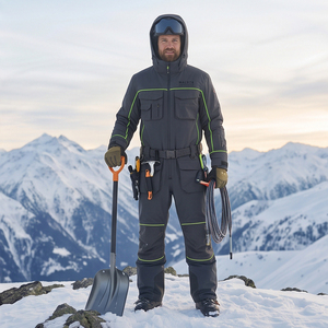 Combinaison de ski imperméable à capuche pour homme, personnalisable par sublimation, thermique, coupe-vent, pour la montagne et le snowboard, en polyester/nylon - Product Image 5