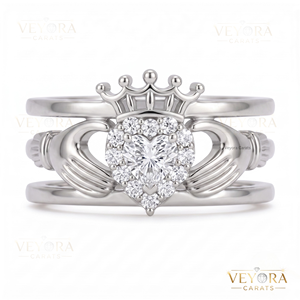 Exquisita cubierta de joyería de plata de ley 925 maciza con detalle de corazón Claddagh y halo oura para anillo inteligente sofisticado - Product Image 5
