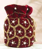 Pochette en velours bordeaux perlée pour femme, sac à main brodé, doublure 100 % coton pur, sac de soirée à cordon, cadeaux de mariage