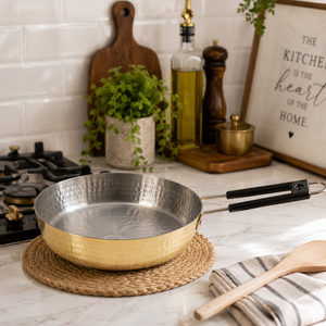 Hammered Brass Frying <b>Pan</b> Stainless Steel Lined Skillet Handmade Round Fry <b>Pan</b> Induction Cookware OEM ODM Manufacturer - Product Image 3
