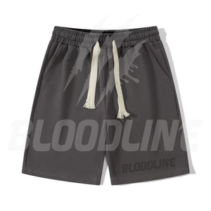 Shorts de sport pour homme BLOODLINE à séchage rapide, taille mi-haute élastique, logo avant, poches zippées, longueur Bermuda, motif camouflage, décontracté, en PU - Product Image 4