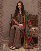 Robe Anarkali 3 pièces en soie Shamoze brodée avec imprimé numérique, chemise, pantalon et dupatta – Collection 2026 |   Collection Ssumaira