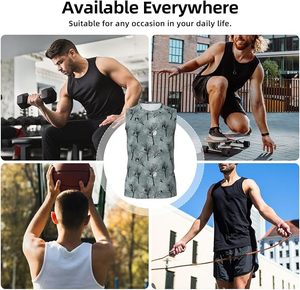 Camiseta sin mangas extragrande premium para hombre, de algodón grueso, corte muscular, estilo casual urbano, para gimnasio, entrenamiento, fitness y deportes - Product Image 5